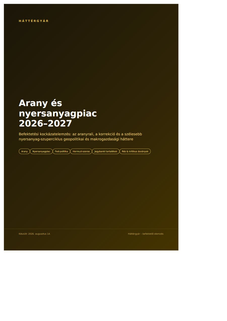 Arany- és nyersanyagpiac 2026-2027 borítója